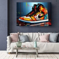 Canvas Art Print Air Sneaker Shoes Fires Classic Sport Canvas Wall Art