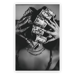 Abstract Wall Art Trendy Black And White Black Woman Money On Head Unframed W…