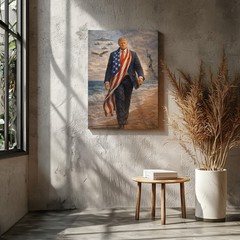 Donald Trump Patriotic Wall Art – American Flag Statue of Liberty Eagle Jets Can