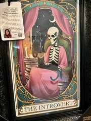 Sapna Shah THE INTROVERT Skeleton Tarot Framed Wall Art Black Ornate 18×12″