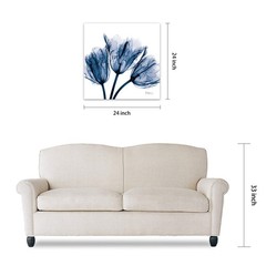 24×24 Blue Tulip Tempered Glass Wall Art by Koetsier Perfect Home Decor