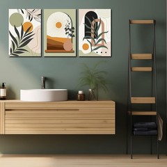 3 Pcs Bohemian Wall Art for Bedroom Boho Plant Bathroom Wall Decor 12 x 17.5Inch