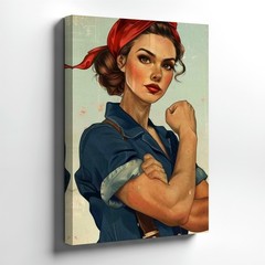 Canvas Classic Woman Worker Portrait Poster Strong Feminist Retro Art Decor