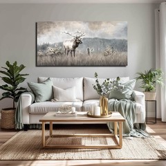 Large Bull Elk Wall Art, Deer Wildlife Canvas Print, Rustic Modern Farmhouse …