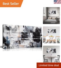 Abstract Art Wall Decor Office – Black And White Pictures Wall Art for Living…