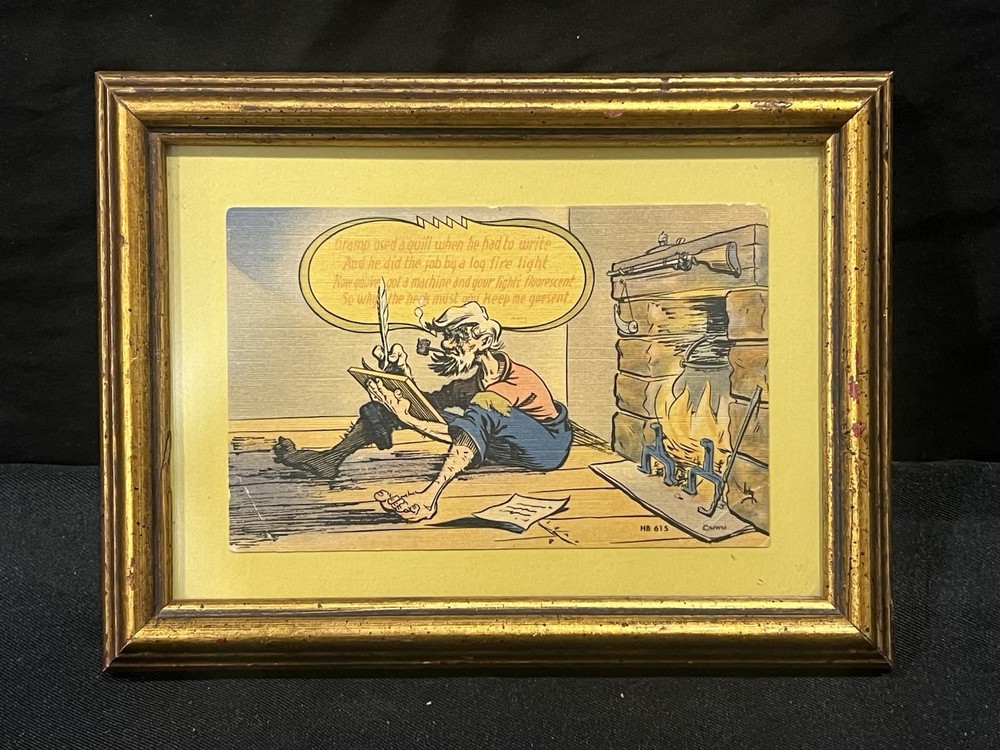 Vintage Framed Hillbilly Comic Postcard Attrib Luther Irby Humor 1978