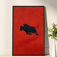 Vintage Bull Poster, Minimalist Animal Wall Art Print