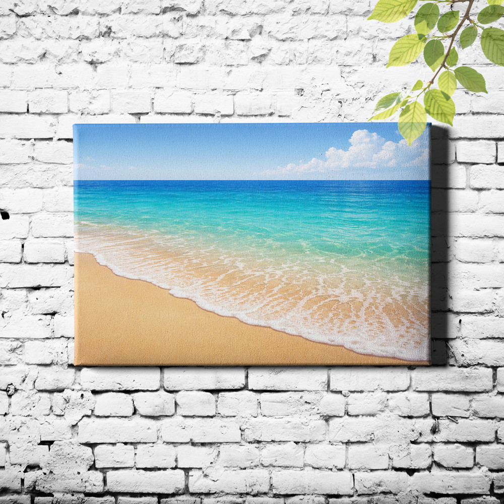 Blue seascape beach view Canvas Print coastal wall picture