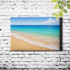 Blue seascape beach view Canvas Print coastal wall picture