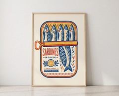 Sardines In Olive Oil Poster Funny Kitchen Wall Art Cute Food Print Art Decor