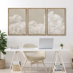 Wall26 Wall Art Framed Canvas Prints Set – Serene Sky Filled with Fluffy Cloud