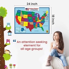 United State Map Laminated Poster -Double Side Educational Poster for Kids/Adult