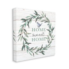 Sweet Home Sentiment Green Fern Wreath Blue Bird, Designed by Elizabeth Tyndall