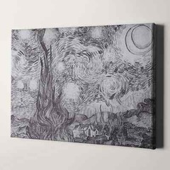 Starry Night Sketch by Van Gogh Impressionist Canvas Wall Art Print