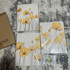3pc Yellow Flower Canvas Wall Art 12”x16” June Sale