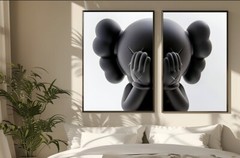 Set of 2 Kaws Left & right face art Pieces canvas wall home decor Portrait Galle