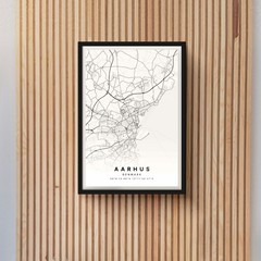 Aarhus City Map Denmark Map White Modern Decor Minimalist Travel Art