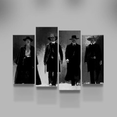 Tombstone Western Movie Black And White 4 Piece Panel Canvas Wall Art Decor