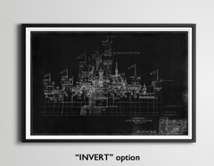 1955 Blueprint of the Disneyland Castle POSTER! (up to 24 x 36) – Vintage – Art