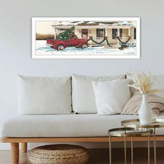 Framed 15 In. X 39 In. Preparing for Christmas White Wall Art for Living Room, B