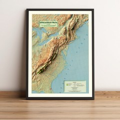Appalachian Trail Map, Appalachian 2D Relief Map – 2D Flat Print