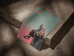 Black Man Ledge Portrait Canvas Art Modern Fashion Living Room Decor