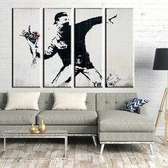 Banksy Art, Throwing Flowers Street Art, Banksy Décor, Banksy Print, Street Art