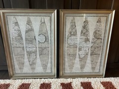 Pottery Barn World Map Wall Art Set of 2, 18×24 Inches Each, Antiqued Style