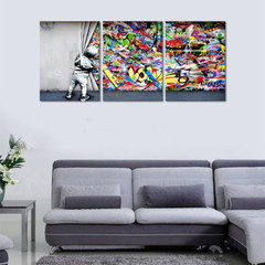 Behind the Curtain Canvas Prints Banksy Graffiti Wall Art Paintings Pop Art Colo