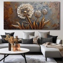 Large White Flower Wall Art with Taupe Background Elegant Flower Framed Flora…