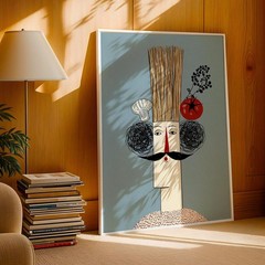 Chef Kitchen Poster, Modern Abstract Scandinavian Wall Art Decor
