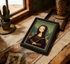 Cartoon Mona Lisa Parody Wall Art, Humor Modern Classical Aesthetics Poster, Unf
