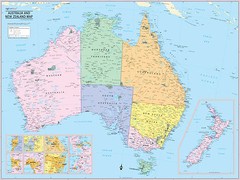 Cool Owl Maps Australia and New Zealand Wall Map Poster – Paper 32″x24″