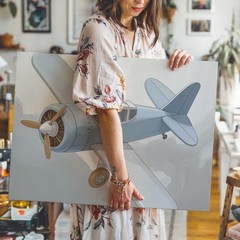Wall Art Vintage Toy Airplane Canvasclassic Aviation Nursery
