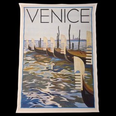 Venice Italy Gondola Canvas Print Vintage Travel Poster Wall Art Decor MCM Style