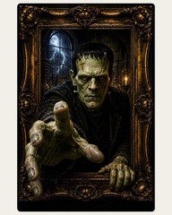 Frankenstein Monster Poster Gothic Horror Wall Art Haunted Portrait Halloween