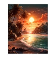 16×20 Tropical Sunset Beach Coastal Canvas Print Wall Art