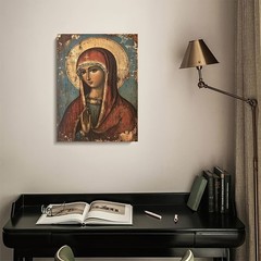 Canvas Art Framed Antique Orthodox Virgin Mary Prayer Religious Icon Decor