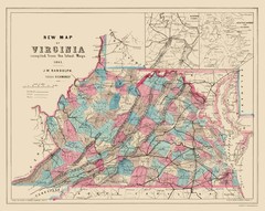 Historic State Map – Virginia West Virginia – Hoyer 1861 – Vintage Wall Art