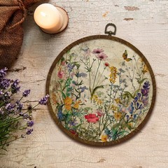 Vintage Wildflower Round Wall Art Decor, 10×10 Inch European Classical Still …