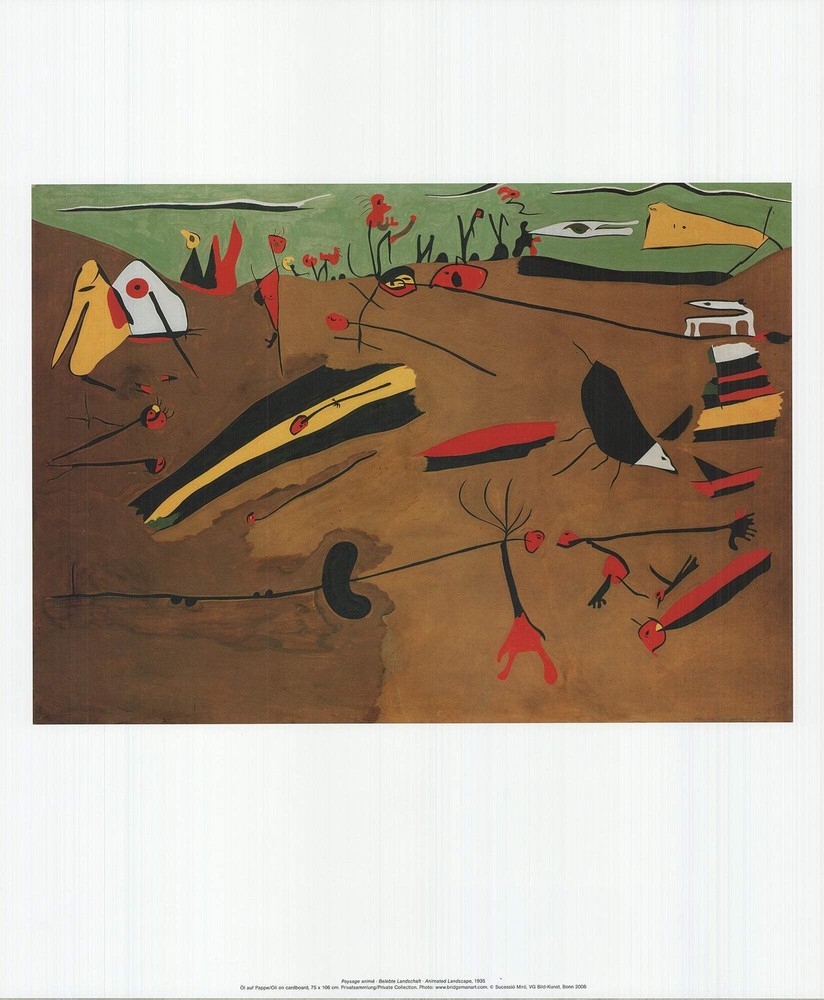 JOAN MIRO Animated Landscape 22.75″ x 19″ Offset Lithograph 2010 Surrealism