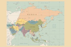 Asia Physical Geography Vintage Map Cool Wall Decor Art Print Poster 36×24