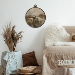 XNXLDYLH Vintage Hunting Dog Round Framed Wall Art 10″L x 10″W, black, brown