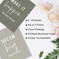 Office Inspirational Wall Art Prints Set of 4, Boho Motivational Make It Happ…