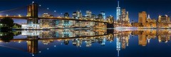 Mirrored New York City Skyline At Night Poster 36×12