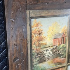 Homco Home Interiors Window Pane Picture Fall Rustic Autumn Farm B Mitchell VTG