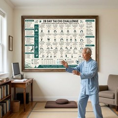 28 Day Tai Chi Challenge Poster Canvas 4 Week Balance Flexibility Wellness Guide
