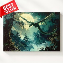 Canvas Flight Night Wall Art Fantasy Fantastical Scene Illuminated Moonlight
