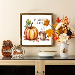 Pumpkin & Coffee Fall Decor Sign Rustic Farmhouse Wall Home Decor