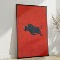 Vintage Bull Poster, Minimalist Animal Wall Art Print